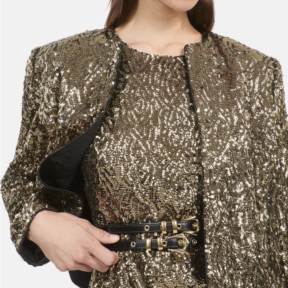 NWT! The Kooples Gold Blazer with Metallic Finish, Size 2 - Picture 3 of 13